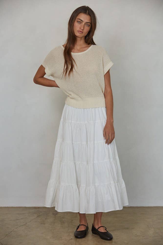 W1979 | Knit Sweater See Through Short Sleeve Pullover Top