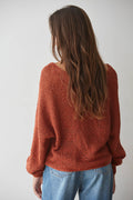 W1106 | Sweater Knit Crochet Round Neck Long Sleeve Top