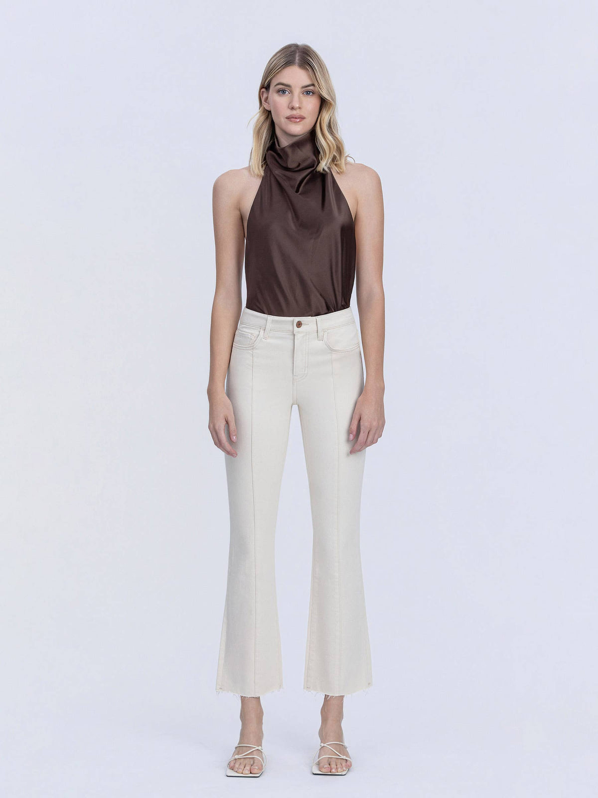 HIGH RISE SEAM DETAIL NATURAL COLOR BOOTCUT JEANS T7262NTR