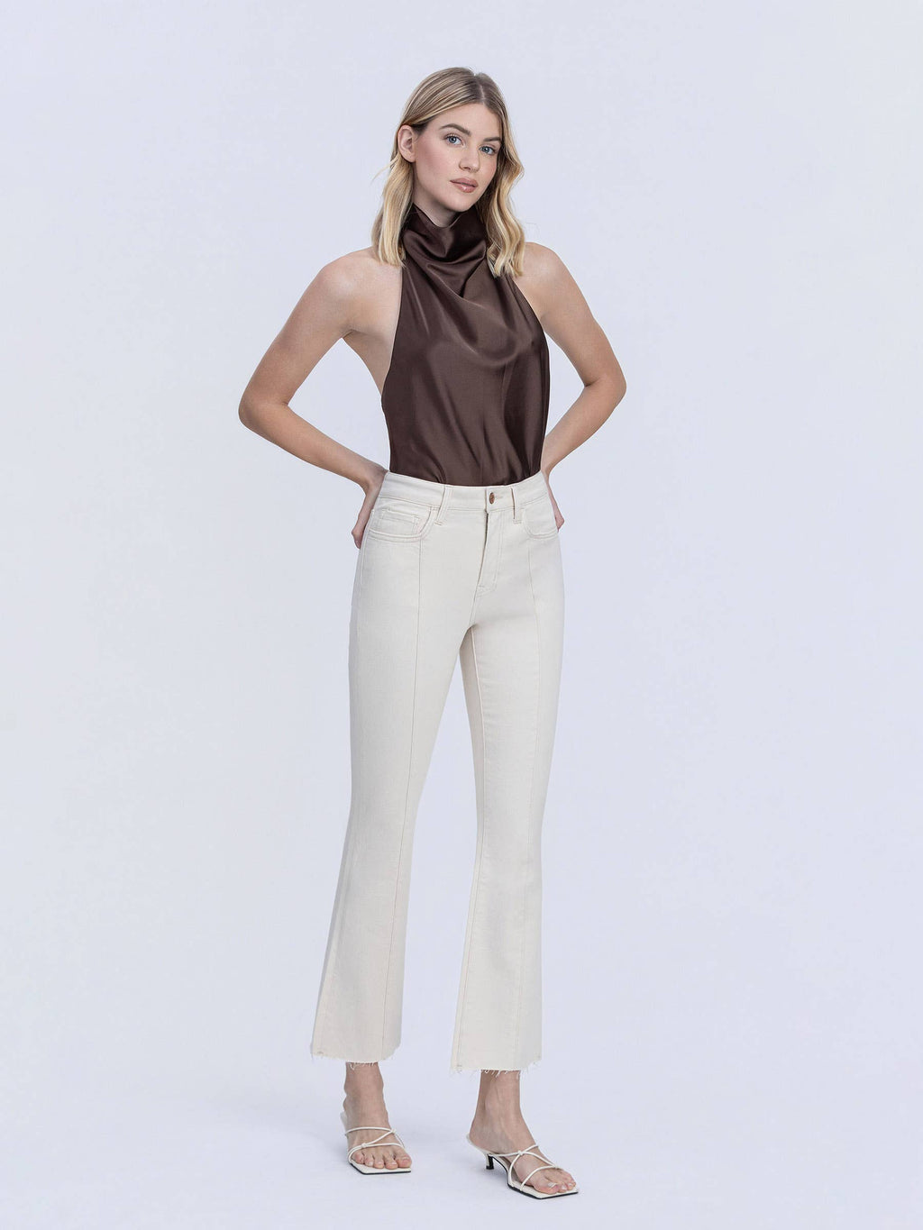 HIGH RISE SEAM DETAIL NATURAL COLOR BOOTCUT JEANS T7262NTR