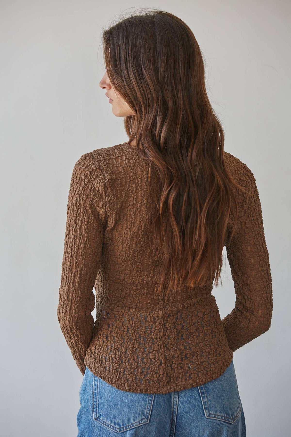 L9846 | Woven Cotton Nylon Spandex Lace Button Down Top