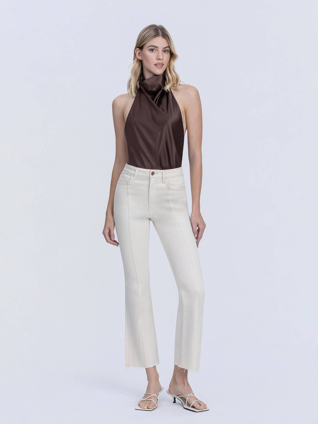 HIGH RISE SEAM DETAIL NATURAL COLOR BOOTCUT JEANS T7262NTR