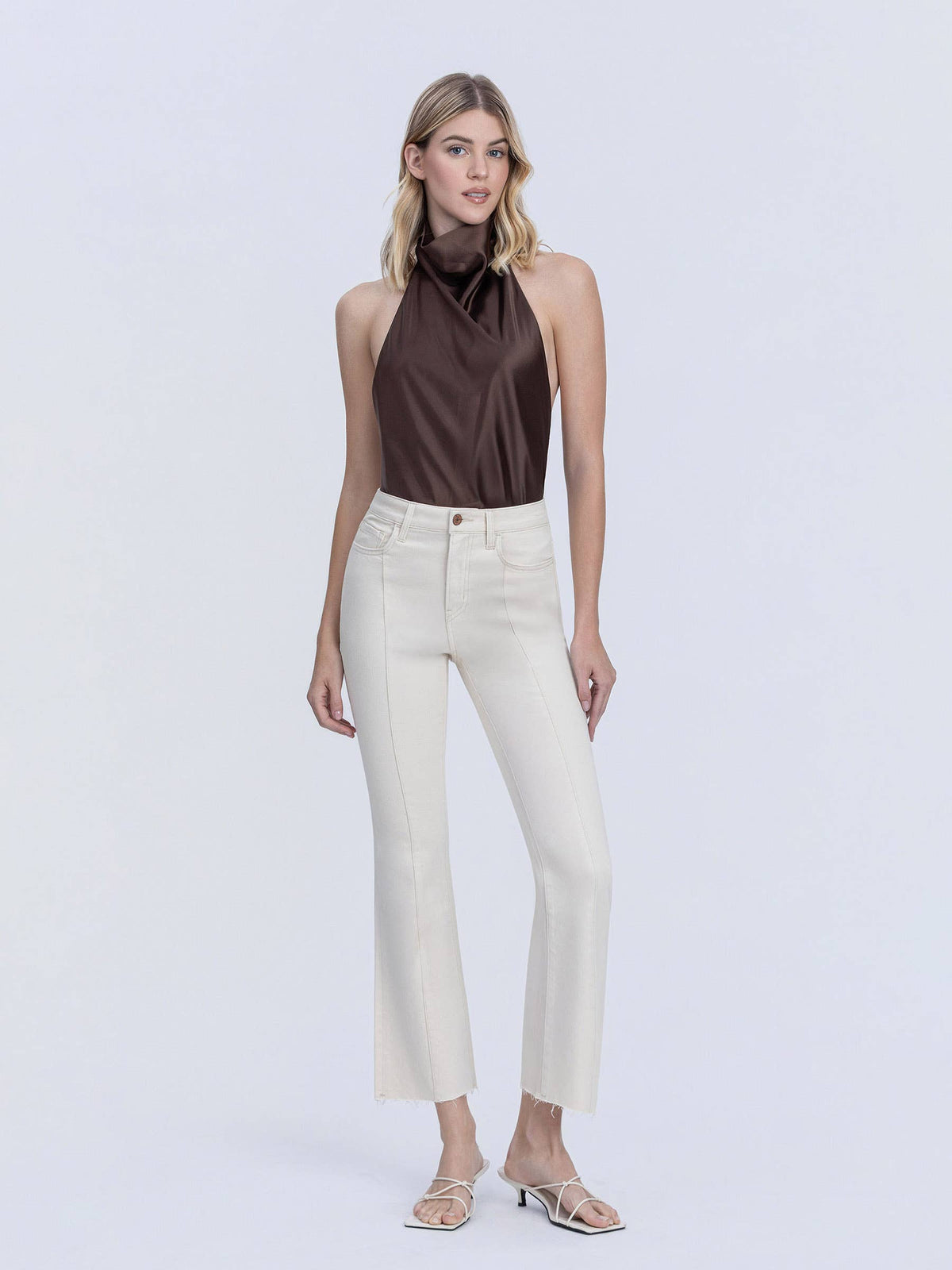 HIGH RISE SEAM DETAIL NATURAL COLOR BOOTCUT JEANS T7262NTR